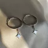 Сережки — кільця срібні з підвісними метеоритами 003413