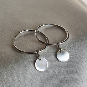 Сережки — кільця срібні з підвісними монетками 003415