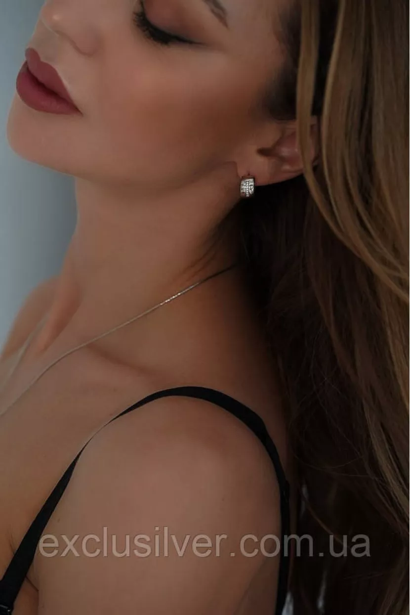Сережки - кільця срібні з хрестиками Exclusilver 925 проба
