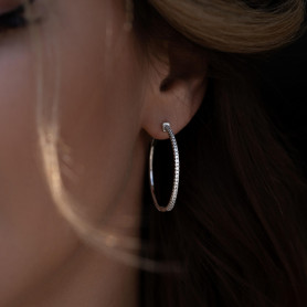 Сережки - кільця із цирконієм діамантового огранювання 3см 003549