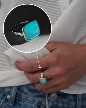 Каблучка срібна із блакитним Котячим оком