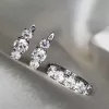 Кольцо с серебряное с дорожкой из крупного циркония бриллиантовой огранки