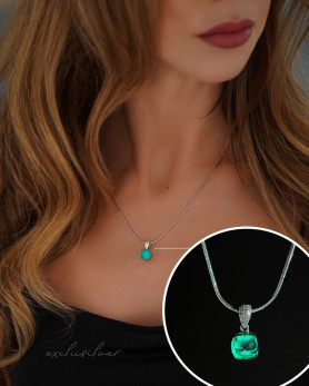 Підвіс срібний з квадратним зеленим цирконієм