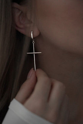 Сережки срібні з хрестиками 002944