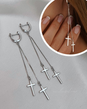 Сережки срібні з хрестиками 002945