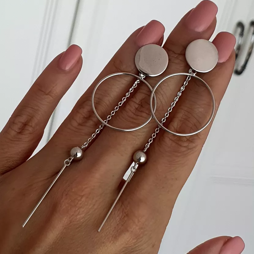 Серьги серебряные длинные Геометрия