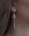 Серьги серебряные с треугольниками и цепочками