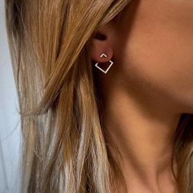 Сережки — джекети срібні Квадрат