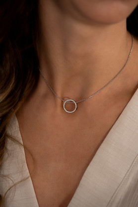 Срібне кольє Коло із цирконієм діамантового огранювання 005205