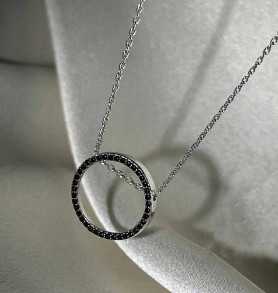 Срібне кольє Коло із чорним цирконієм 006608