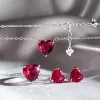 Срібний ланцюжок-кольє Червоне серце, 925 проба