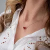 Срібний ланцюжок-кольє Червоне серце, 925 проба