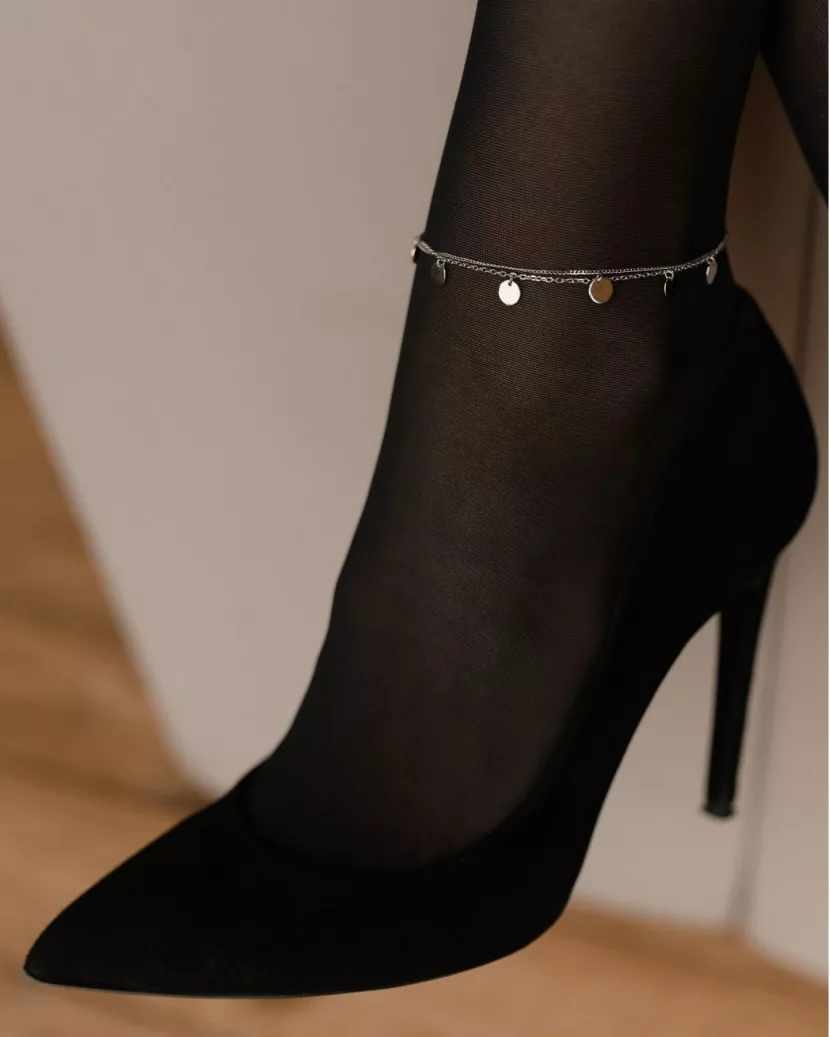 Браслет срібний на ніжку з монетками подвійний