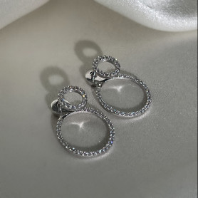 Сережки - джекети срібні Сяючі кола