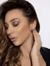 Сережки - джекети срібні Сяючі чорні трикутники