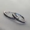 Сережки - кільця срібні 2см з чорним цирконієм діамантового огранювання