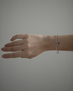 Браслет срібний із чорним цирконієм діамантового огранювання 00313