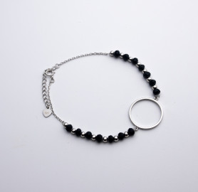 Браслет срібний Коло із чорним цирконієм 006308