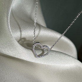 Підвіс Серце з цирконієм діамантової огранки на срібному ланцюжку