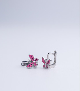 Серьги серебряные с эмалью Бабочки