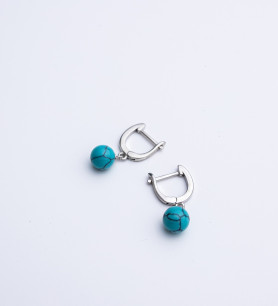 Серебряные сережки висячие с бирюзой 006279
