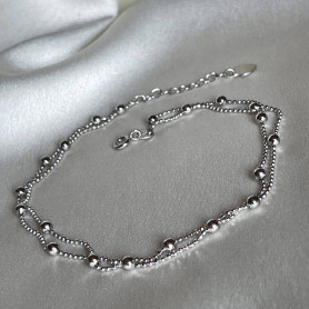 Браслет срібний на ніжку з кульками подвійний 000215