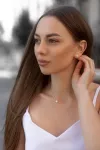 Сережки - пусети (гвоздики) з цирконієм і розсипом діамантової огранки 003264