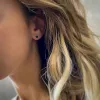Серьги - пусеты (гвоздики) серебряные с черной эмалью Квадрат