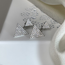 Сережки - джекети срібні Сяючі трикутники
