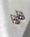 Серьги серебряные с цветной эмалью Цветочки