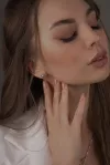 Серьги - пусеты (гвоздики) серебряные с цирконием бриллиантовой огранки 003186
