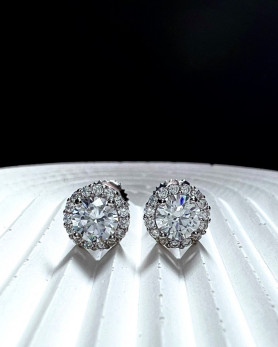 Сережки - пусети (гвоздики) срібні з цирконієм діамантового огранювання 003186