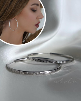 Сережки — кільця срібні з алмазною насічкою 6 см