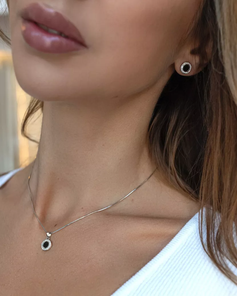 Срібні сережки з оніксом EXCLUSILVER 925 проби