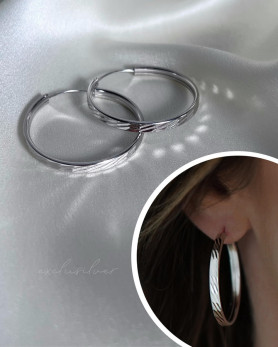 Сережки — кільця срібні з алмазною насічкою 3 см 003438