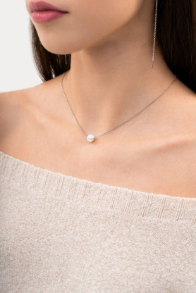 Кольє срібне з перлиною 006444