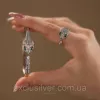 Браслет срібний Змія із зеленими очима 006350