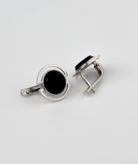 Серьги серебряные с ониксом 006525