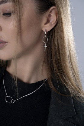 Сережки срібні з хрестом 006500