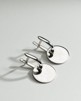 Сережки срібні  висячі з монеткою 002951