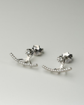 Сережки - джекети срібні з цирконієм діамантового огранювання 003282