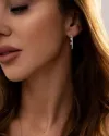 Сережки-кільця срібні з цирконієм діамантового огранювання 2,5см 006483