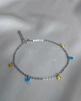 Браслет срібний із жовто-блакитним цирконієм