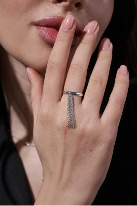 Каблучка срібна із ланцюжками 006602