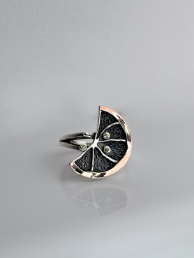 Каблучка срібна із золотою пластиною Лимон 006623