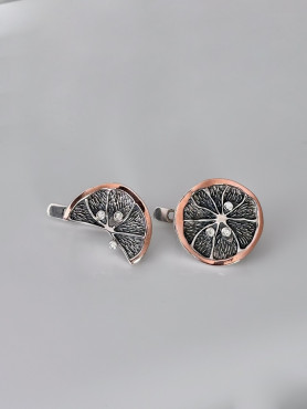 Серьги серебряные с золотой пластиной Лимоны 006622