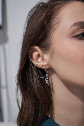 Серьги серебряные висячие с каффой Змея 006614