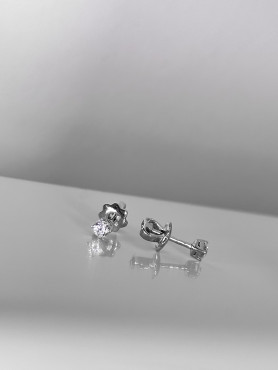 Сережки - пусети (гвоздики) срібні із цирконієм 4мм