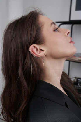 Сережка - кафа срібна  із ланцюжками 006601