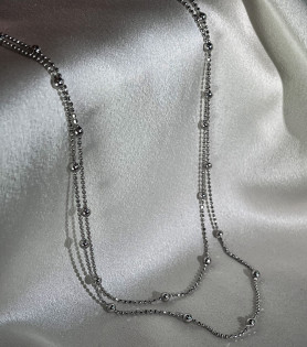 Кольє срібне із сяючими кульками 005051